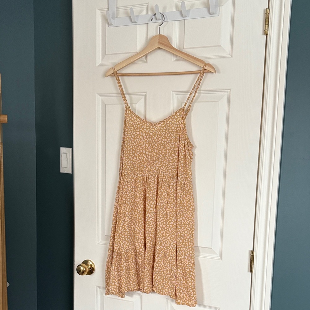 Billabong Mustard Floral Spaghetti-Strap Mini Dress
